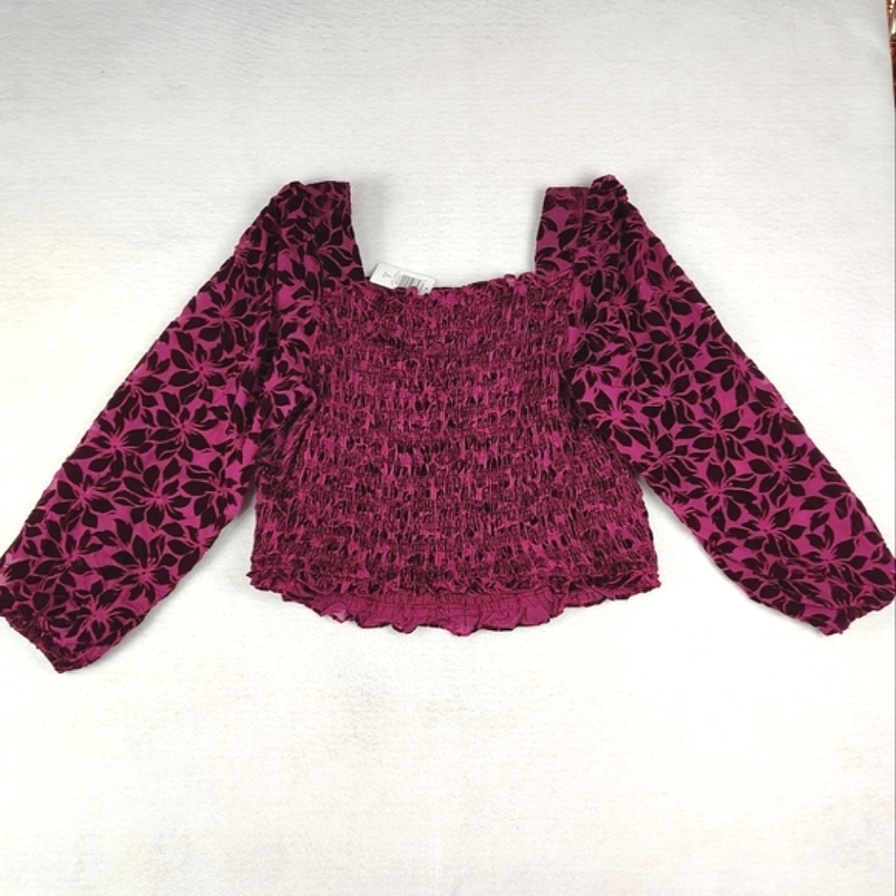 NWT Torrid Velvet Smocked Blouson Sleeve Crop Top Size 3X - Picture 7 of 10